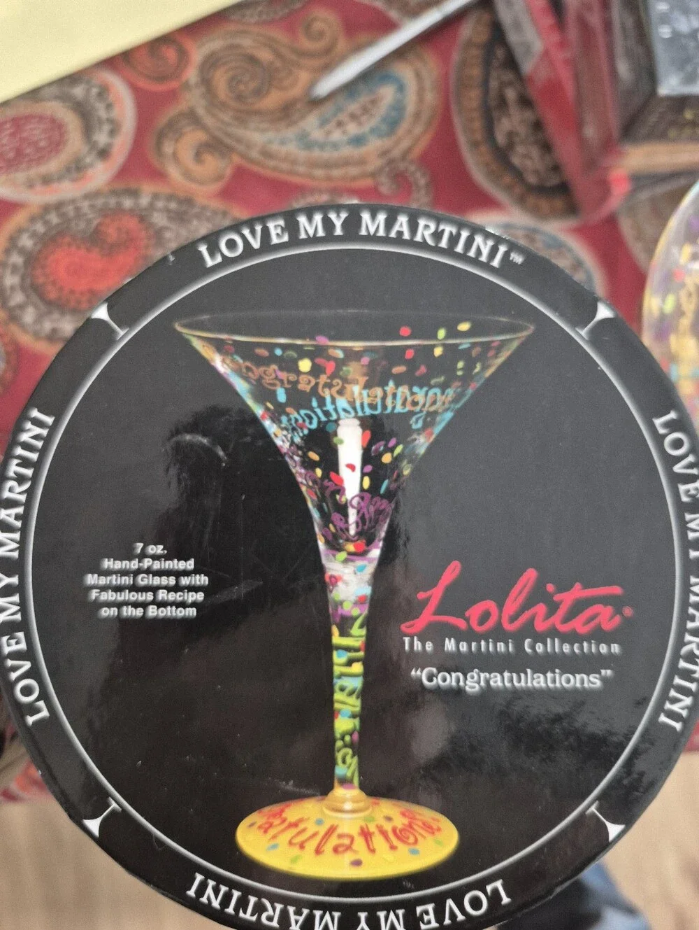 2 Lolita “Congratulations” martini glasses